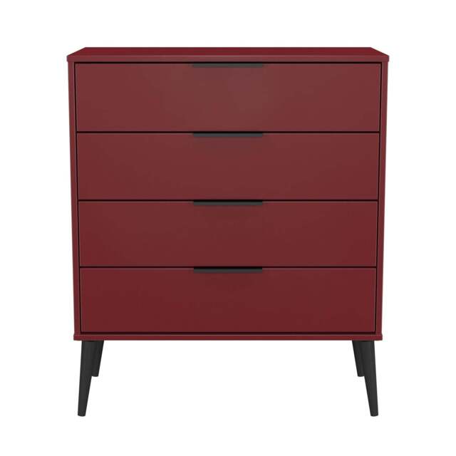 Hong Kong B Chest of Drawers Red 4 Drawers 93cm