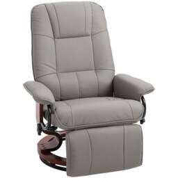 Manual Recliner Chair Armchair Sofa with Faux Leather Upholstered Wooden Base for Living Room Bedroom