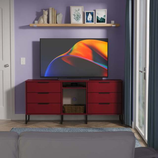 Hong Kong G Large Sideboard Red 2 Shelves 6 Drawers 152cm