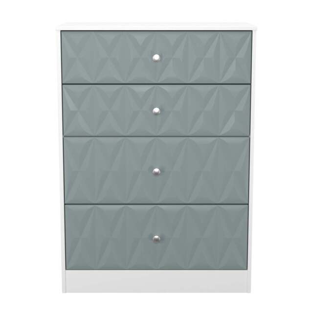 San Jose Tall Chest of Drawers Teal & White 4 Drawers 77cm