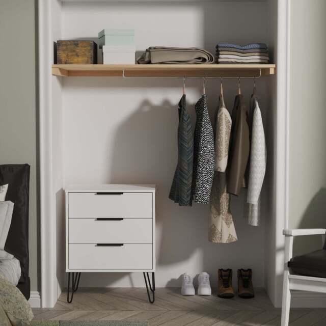 Hong Kong C Chest of Drawers White 3 Drawers 76cm