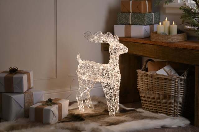 Christmas LED Christmas Clear Bead Reindeer - Warm White LED - 60cm
