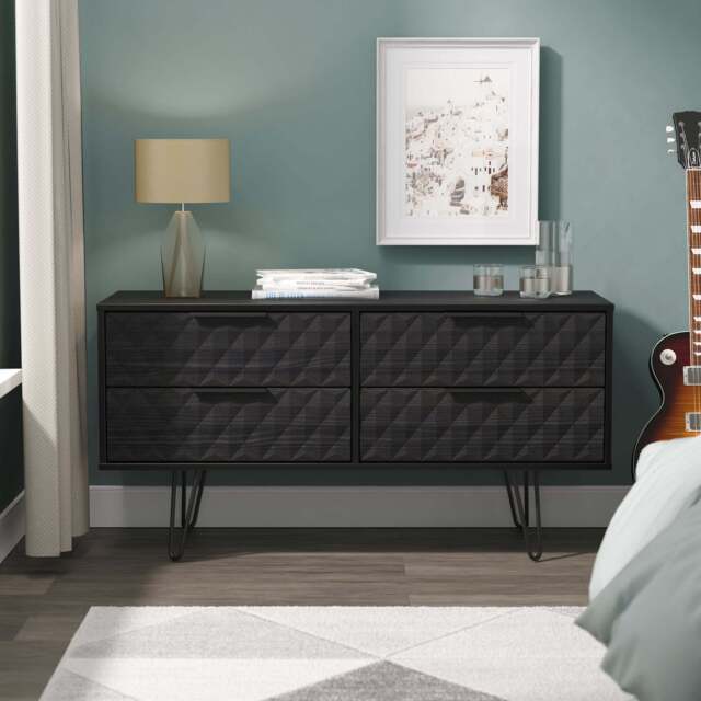 Harlequin Large Chest of Drawers Black 4 Drawers 115cm