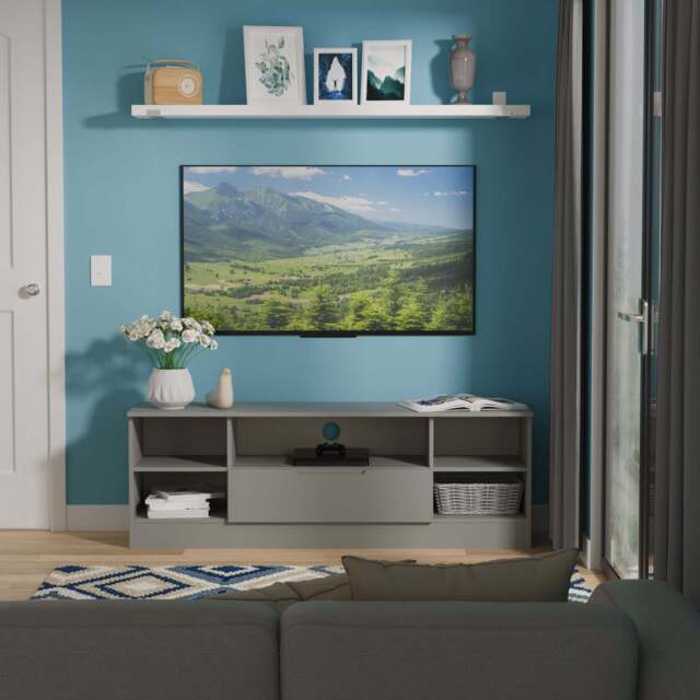Milan TV Unit Grey 5 Shelves 1 Drawer 144cm