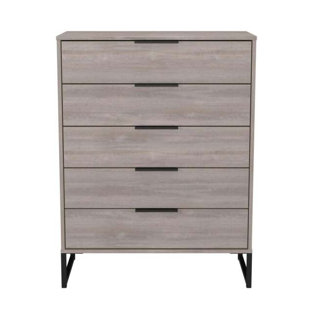 Hong Kong G Tall Chest of Drawers Light Grey 5 Drawers 109cm