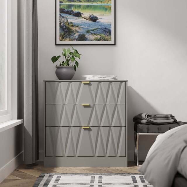 Las Vegas F Chest of Drawers Grey 3 Drawers 77cm