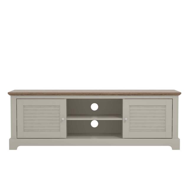 Salcombe TV Unit Light Grey 6 Shelves 2 Doors