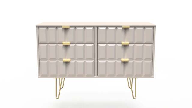 Cube Large Chest of Drawers Off-White 6 Drawers 115cm