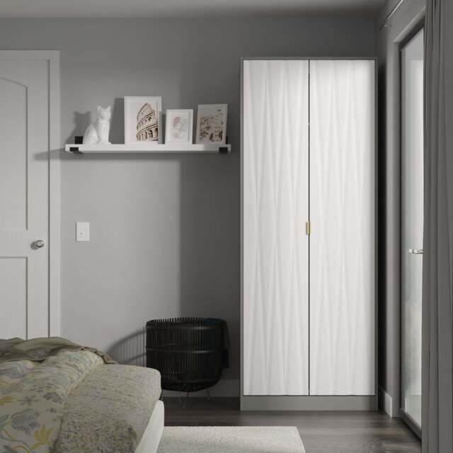 Las Vegas F Tall Wardrobe Grey 2 Doors 1 Shelf 53cm