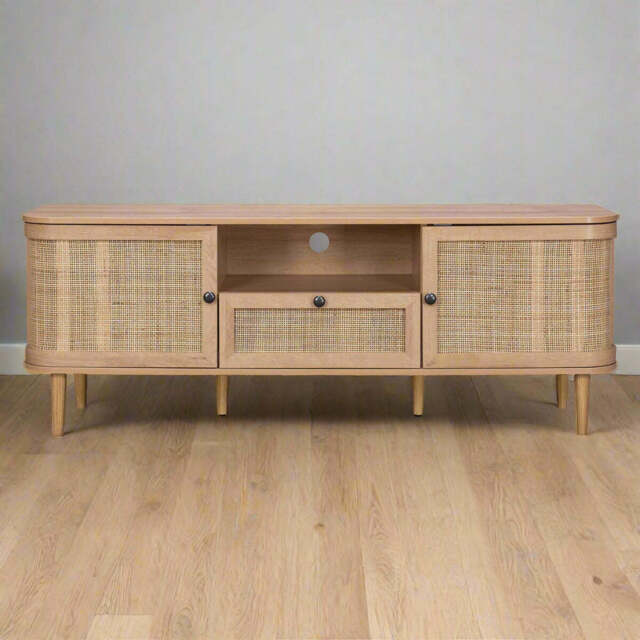 Stockholm TV Unit Beige 1 Shelf 1 Drawer 2 Doors
