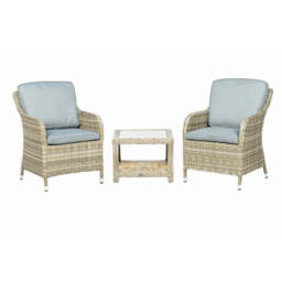 Wentworth Rattan Garden Bistro Set by Royalcraft - 2 Seats Grey Cushions