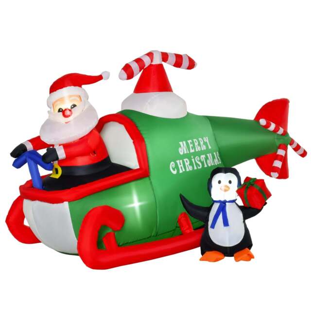 4 Foot Christmas Inflatable Decoration w/ Santa Claus Penguin for Holiday Party