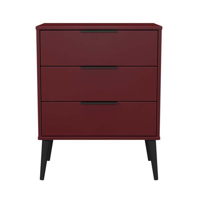 Hong Kong B Chest of Drawers Red 3 Drawers 76cm