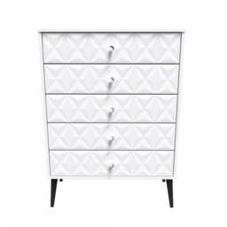 Pixel Tall Chest of Drawers White 5 Drawers 77cm