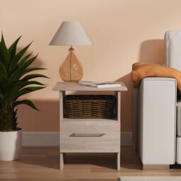 Worcester Side Table Light Grey 1 Shelf 1 Drawer 44cm