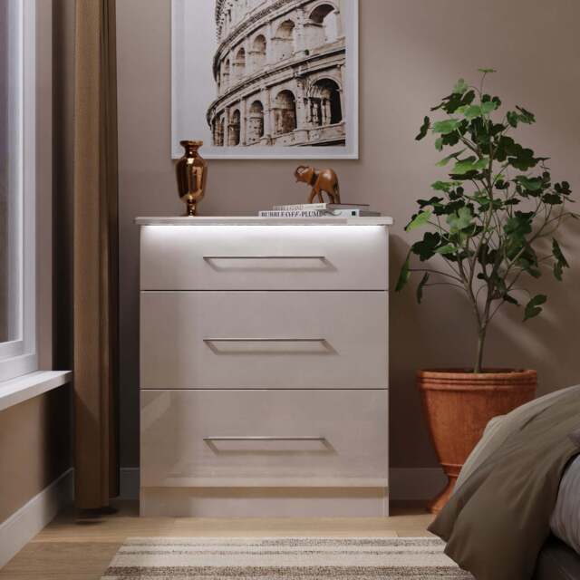Paris Chest of Drawers Off-white 3 Drawers 77cm