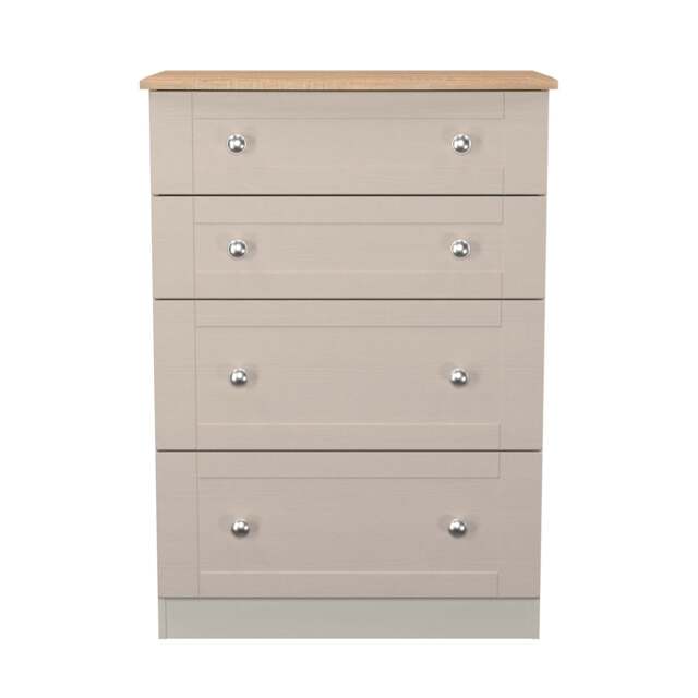 Sussex Tall Chest of Drawers Off-white & Light Oak 4 Drawers 77cm