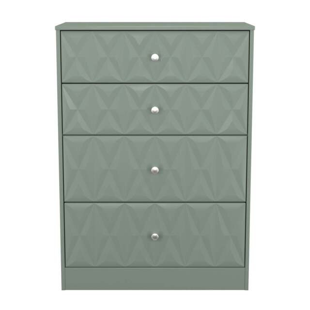 San Jose Tall Chest of Drawers Green 4 Drawers 77cm