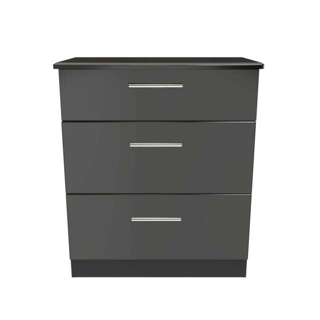 Knightsbridge Chest of Drawers Black 3 Drawers 89cm