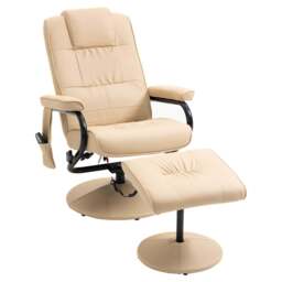 Manual Sofa Reclining Armchair PU Leather Massage Recliner Chair and Ottoman