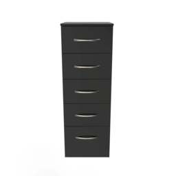 Avon Tall Slim Chest of Drawers Black 5 Drawers 108cm