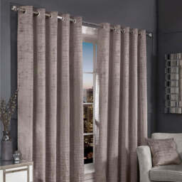 "Hamilton McBride Silver Florence Blackout Eyelet Curtains (66"" x 72"")"