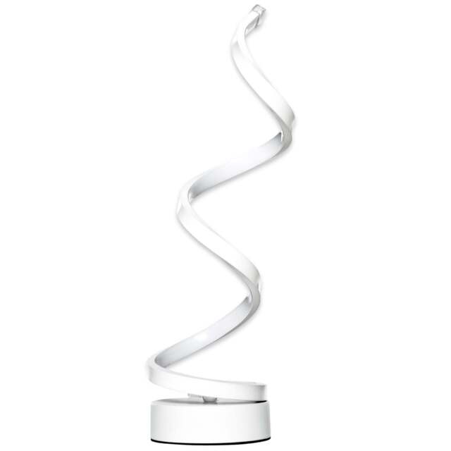 Modern Wave-Shaped LED Table Lamp with Round Metal Base for Living Room