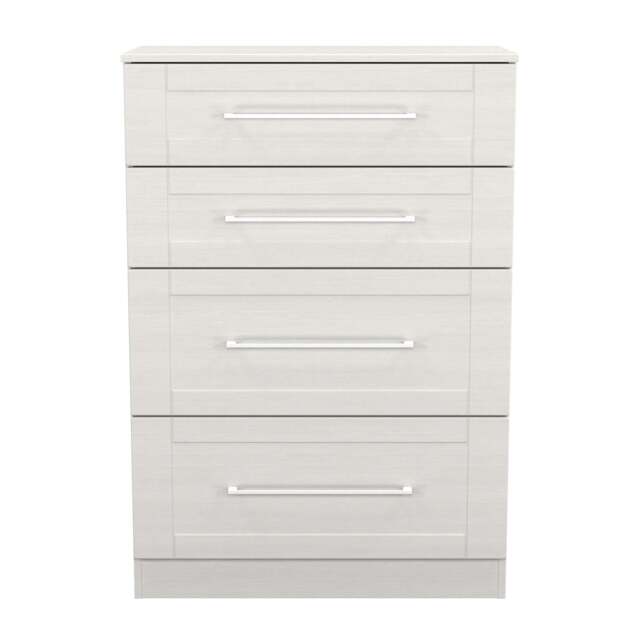 York Tall Chest of Drawers Grey 4 Drawers 74cm