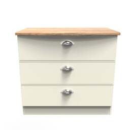 Victoria Chest of Drawers Cream & Light Oak 3 Drawers 77cm