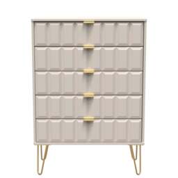 Cube Tall Chest of Drawers Off-White 5 Drawers 109cm