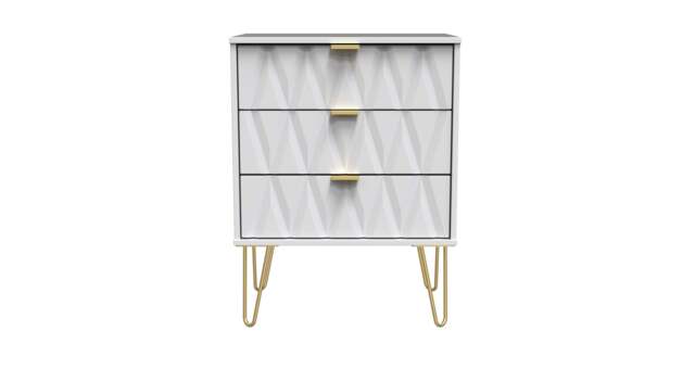 Diamond Chest of Drawers White 3 Drawers 76cm
