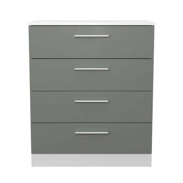 Contrast Chest of Drawers Grey & White 4 Drawers 89cm