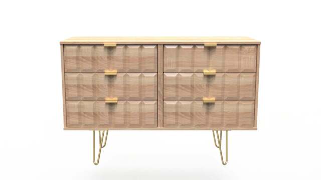 Cube Large Chest of Drawers Oak 6 Drawers 115cm