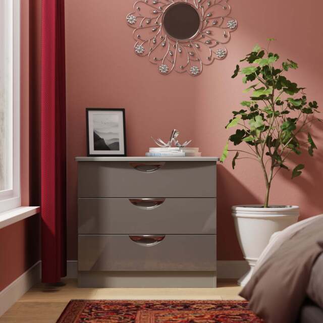 Camden Chest of Drawers Grey 3 Drawers 77cm