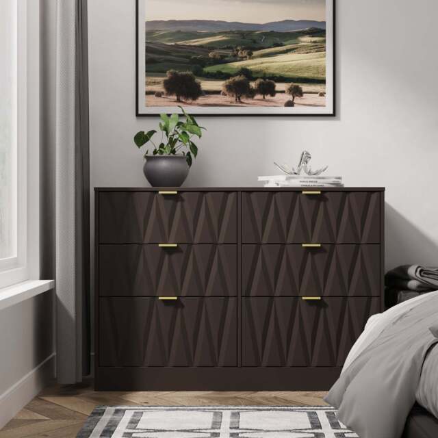 Las Vegas F Large Chest of Drawers Dark Grey 6 Drawers 115cm