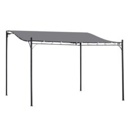 Outsunny 4 X 3M Canopy Metal Wall Gazebo Awning Garden Marquee Shelter Door Porch - Grey