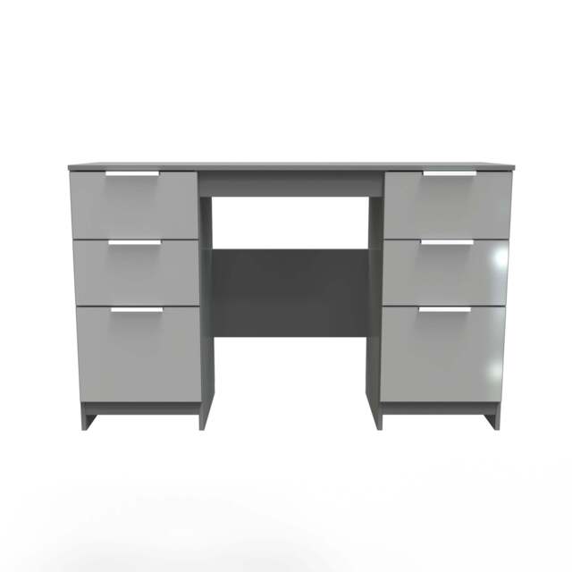 Plymouth Desk Grey 6 Drawers 125cm
