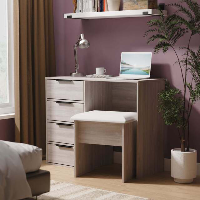 Hong Kong G Desk Light Grey 4 Drawers 97cm