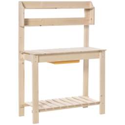 Garden Potting Bench Workbench Workstation Table w/ Sliding Tabletop & Dry Sink