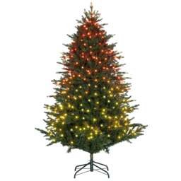 6ft Prelit Christmas Tree Artificial - Dark Green with LED Lights Multicoloured 1862 Tips