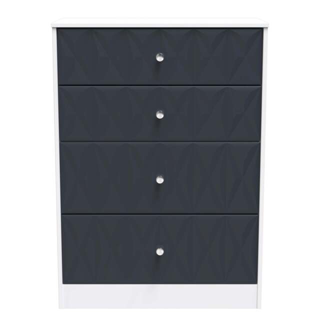 San Jose Tall Chest of Drawers Dark Grey & White 4 Drawers 77cm