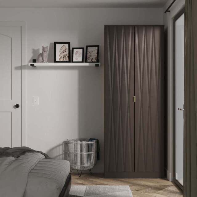 Las Vegas F Tall Wardrobe Dark Grey 2 Doors 1 Shelf 198cm