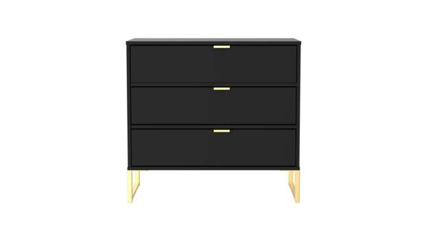 Diego J Chest of Drawers Black 3 Drawers 76cm