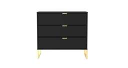Diego J Chest of Drawers Black 3 Drawers 76cm