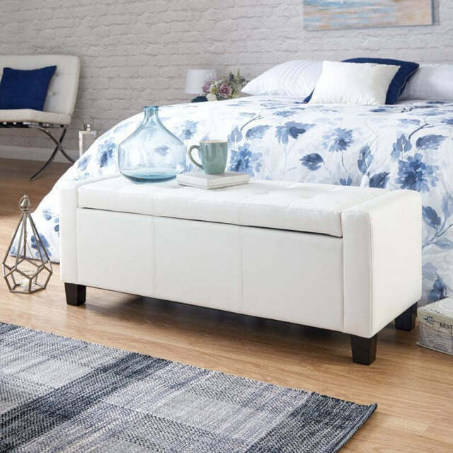 Verona Large Ottoman Faux Leather White 1 Door