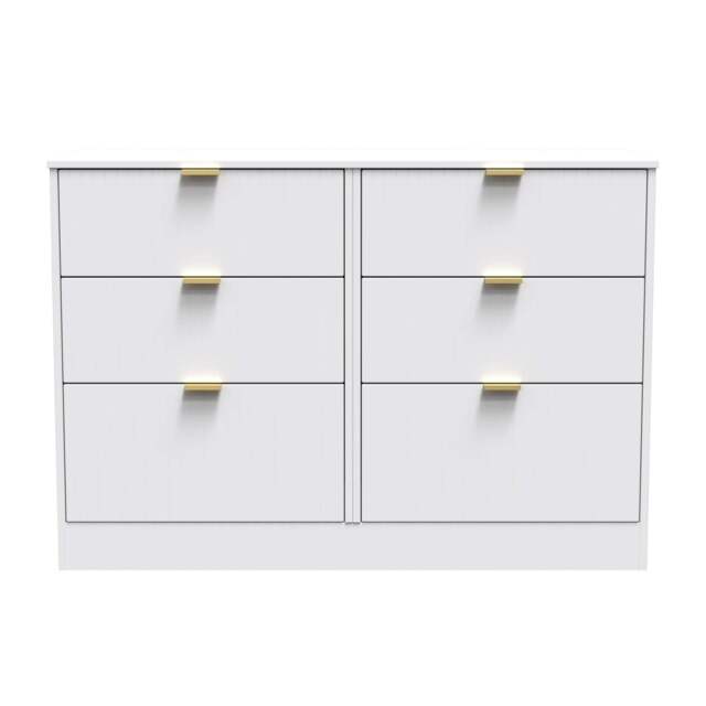 Nashville F Large Chest of Drawers White 6 Drawers 115cm