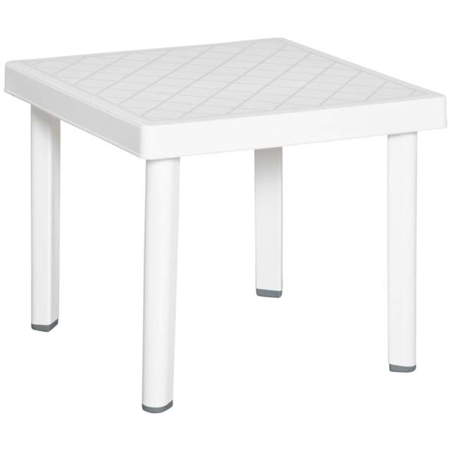 Small Square Plastic Outdoor Table - White