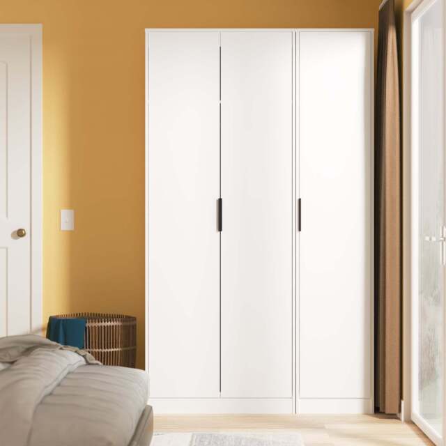 Hong Kong C Tall Wardrobe White 3 Doors 1 Shelf 198cm