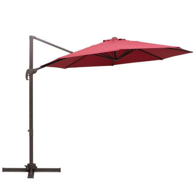 Outsunny 3M Cantilever Aluminium Frame Outdoor Garden Parasol Wine Red