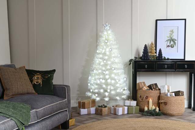 5ft Fibre Optic Christmas Tree Artificial - White Fibre Optic White & Warm White 170 Tips